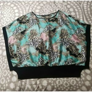 Zac & Rachel Size 2XL Shirt Teal Zebra